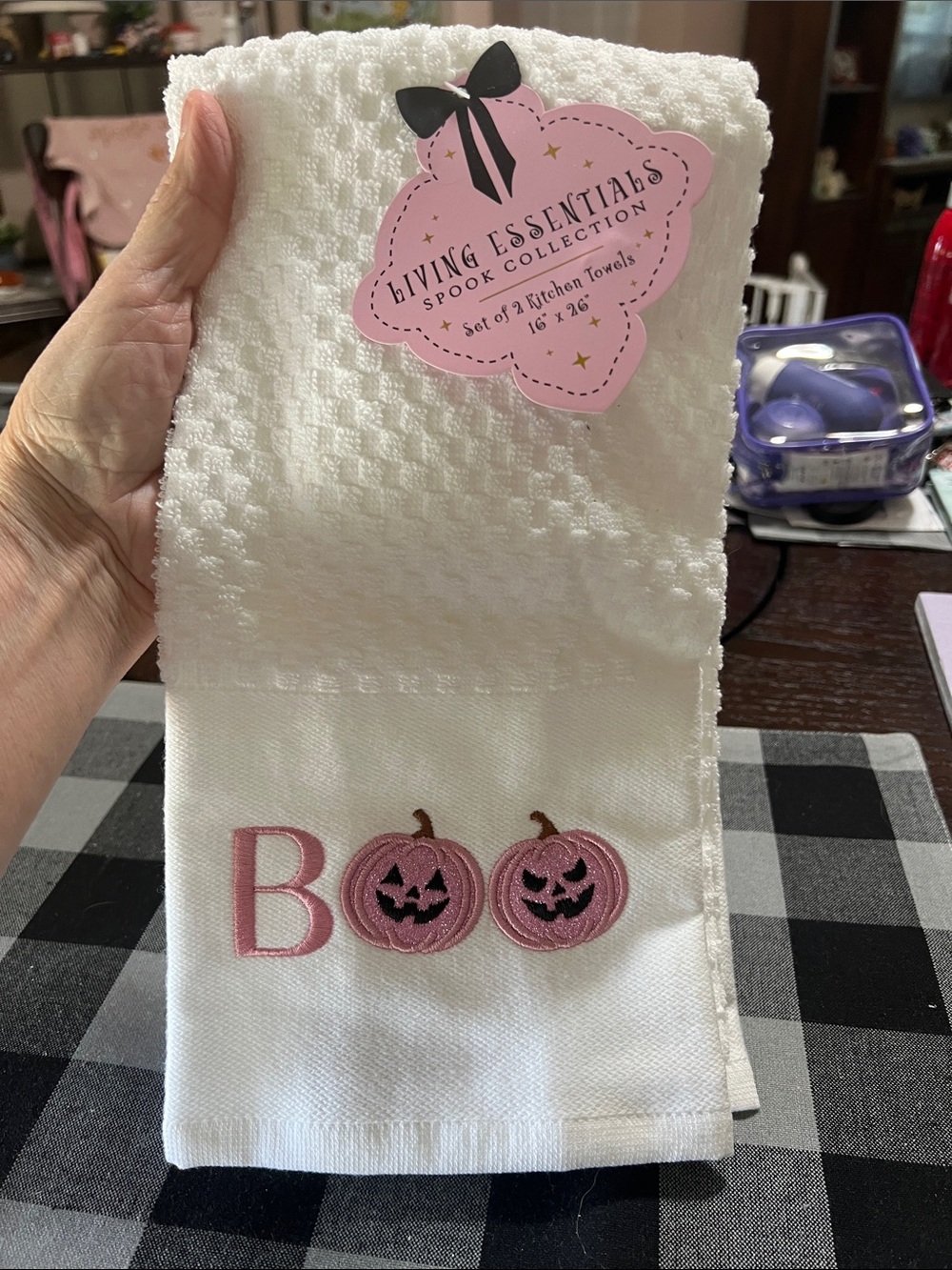 Essentials White Bib with Pink Pumpkin "Boo" Embroidery